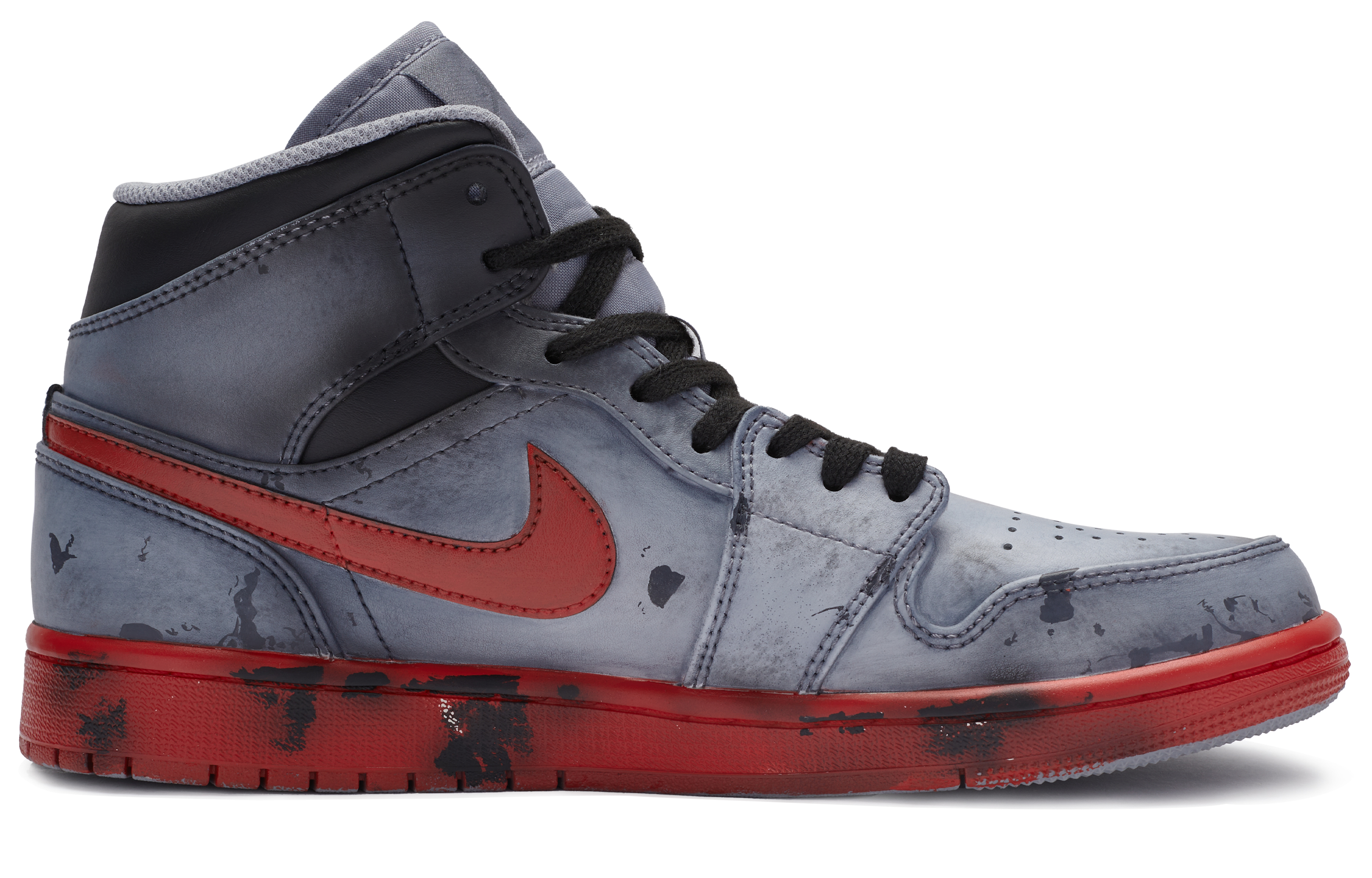 Order [Kasut Custom] Air Jordan 1 Mid 'Red Devil Dicat Tangan' 554724-135(TeamR-男款赤魔王)