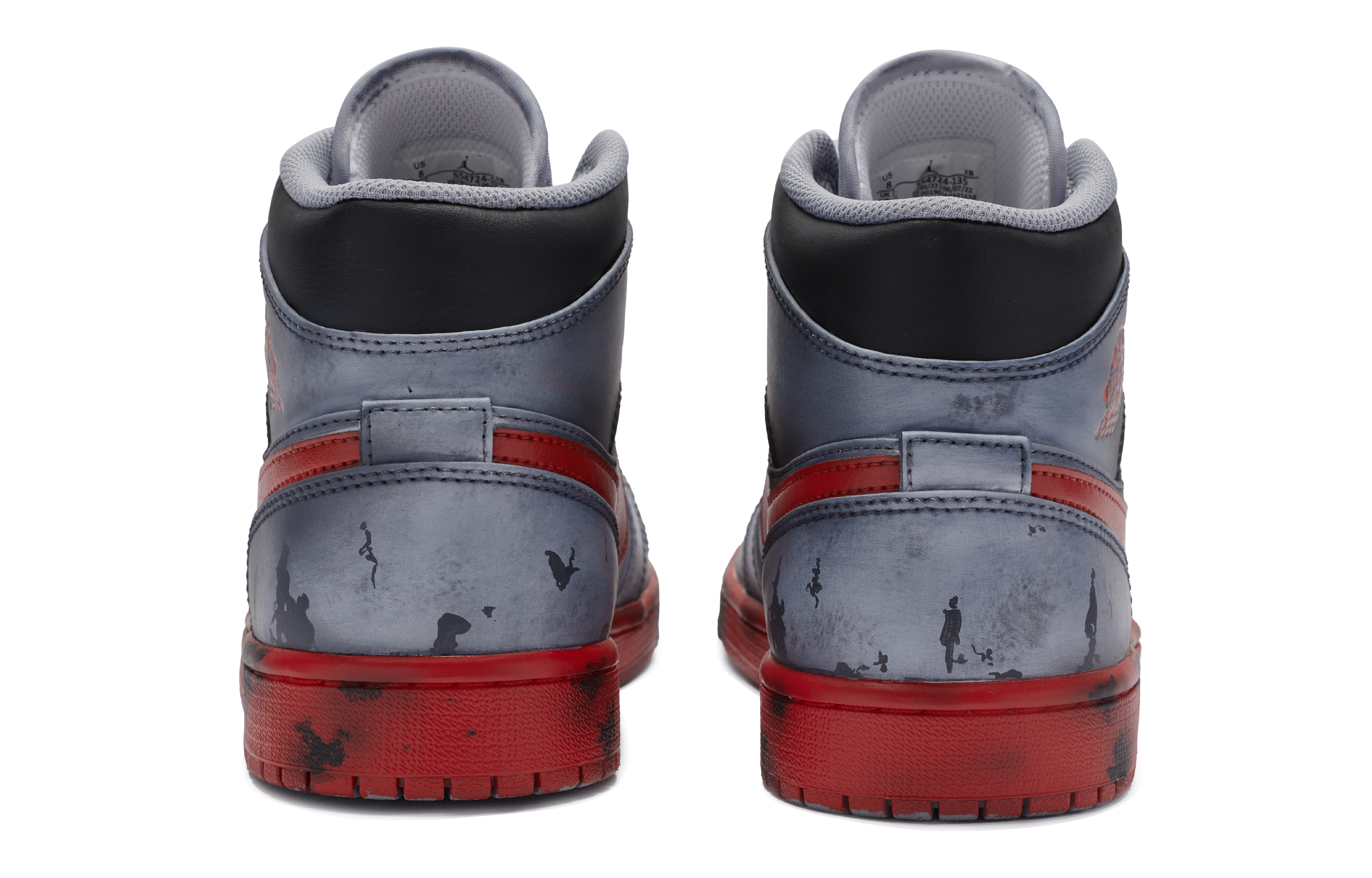 Shop [Kasut Custom] Air Jordan 1 Mid 'Red Devil Dicat Tangan' 554724-135(TeamR-男款赤魔王)