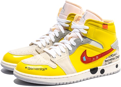 【定制球鞋】 Jordan Air Jordan 1 Mid 野鶴製造 解構主題 高幫 復古籃球鞋 GS 紅黃 1985 Shop 【定制球鞋】 Jordan Air Jordan 1 Mid 野鶴製造 解構主題 高幫 復古籃球鞋 GS 紅黃 1985