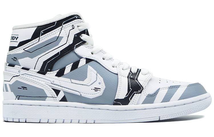 Order [Kasut Tersuai] Air Jordan 1 Mid 'Konsol Permainan Retro' 554724-130(TeamR-男款喷涂手绘电路图)