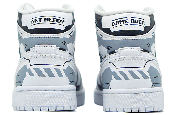 Shop [Kasut Tersuai] Air Jordan 1 Mid 'Konsol Permainan Retro' 554724-130(TeamR-男款喷涂手绘电路图)