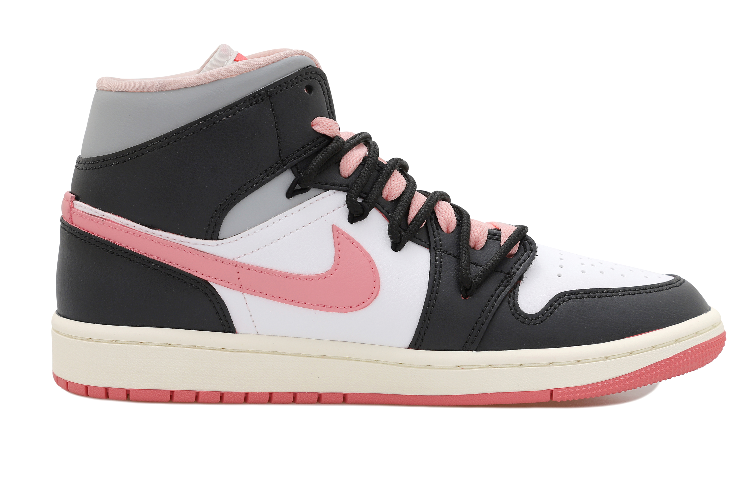 Lookbook [Sepatu Custom] Air Jordan 1 Mid 'Romantic Rose Charm Hitam Putih Merah Muda' BQ6472-186(Team拾玖-塞纳河畔S-BOX)