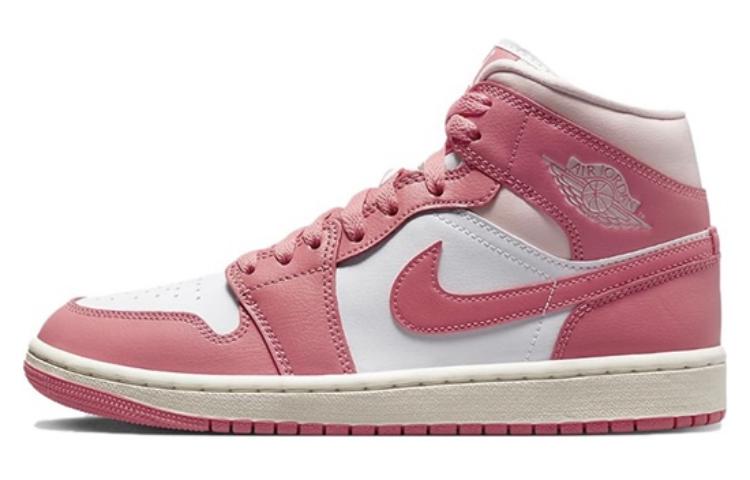 Cheap [Sepatu Custom] Air Jordan 1 Mid 'Romantic Rose Charm Hitam Putih Merah Muda' BQ6472-186(Team拾玖-塞纳河畔S-BOX)