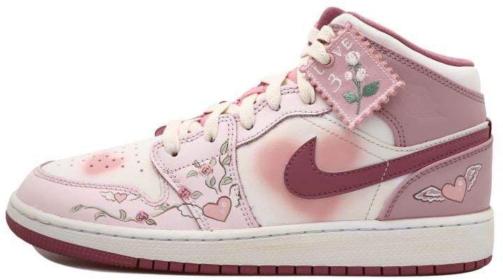 custom-shoes-air-jordan-1-mid-rose-garden-love-patchwork-angel-distressed
