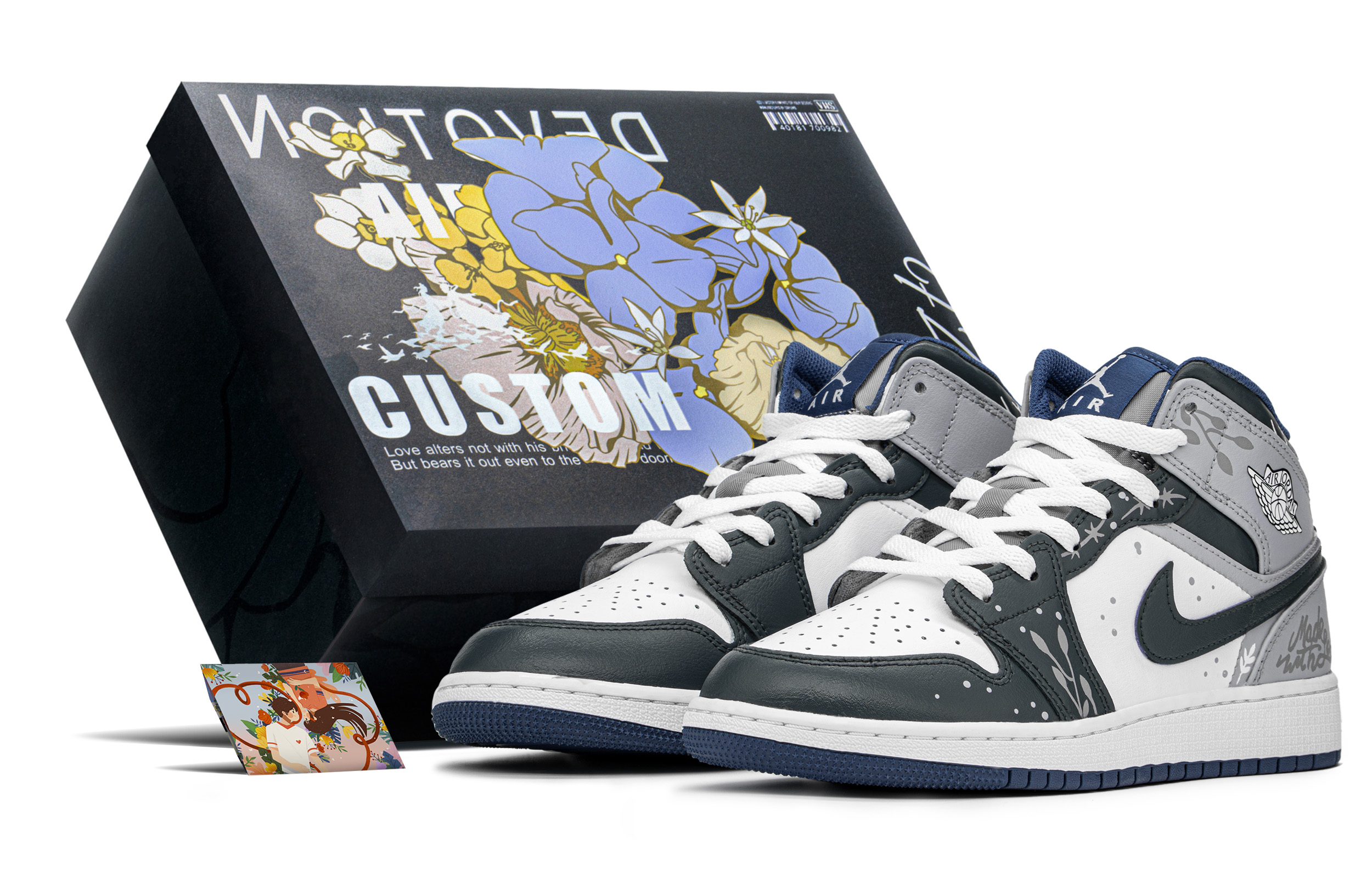 Buy [Zapatillas Personalizadas] Air Jordan 1 Mid 'Rosa Gris-Blanco' DQ8423-014(TeamA-爱情物语S-BOX)