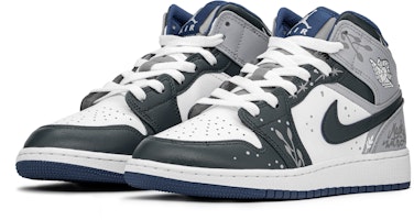 【定製球鞋】 Jordan Air Jordan 1 鏗鏘玫瑰 防滑耐磨 中筒 復古休閒鞋 GS 黛藍灰白 Shop 【定製球鞋】 Jordan Air Jordan 1 鏗鏘玫瑰 防滑耐磨 中筒 復古休閒鞋 GS 黛藍灰白