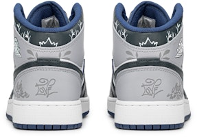 【定製球鞋】 Jordan Air Jordan 1 鏗鏘玫瑰 防滑耐磨 中筒 復古休閒鞋 GS 黛藍灰白 Purchase 【定製球鞋】 Jordan Air Jordan 1 鏗鏘玫瑰 防滑耐磨 中筒 復古休閒鞋 GS 黛藍灰白