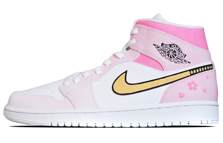 Buy [Zapatillas Personalizadas] Air Jordan 1 Mid 'Sakura Samurai Spray' 554724-126(Team拾捌-男款AJ樱花武士粉)