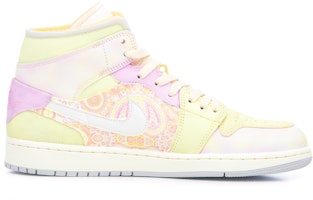 【訂製籃球鞋】Jordan Air Jordan 1 mid 桑巴 腰果花 多巴胺 貼布 中筒 復古籃球鞋 男款 粉黃 Order 【訂製籃球鞋】Jordan Air Jordan 1 mid 桑巴 腰果花 多巴胺 貼布 中筒 復古籃球鞋 男款 粉黃