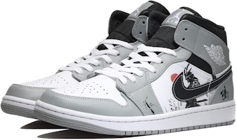 【訂製球鞋】 Jordan Air Jordan 1 Mid 屹立武士 武士道 中幫 復古籃球鞋 男款 灰白黑 Lookbook 【訂製球鞋】 Jordan Air Jordan 1 Mid 屹立武士 武士道 中幫 復古籃球鞋 男款 灰白黑