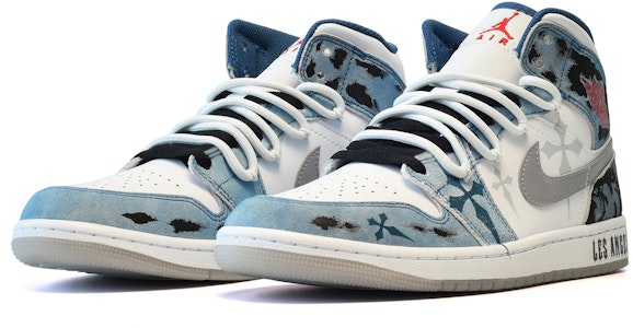 【客製球鞋】 Jordan Air Jordan 1 Mid 陰影 十字架 中筒 復古籃球鞋 GS 灰白藍 Lookbook 【客製球鞋】 Jordan Air Jordan 1 Mid 陰影 十字架 中筒 復古籃球鞋 GS 灰白藍