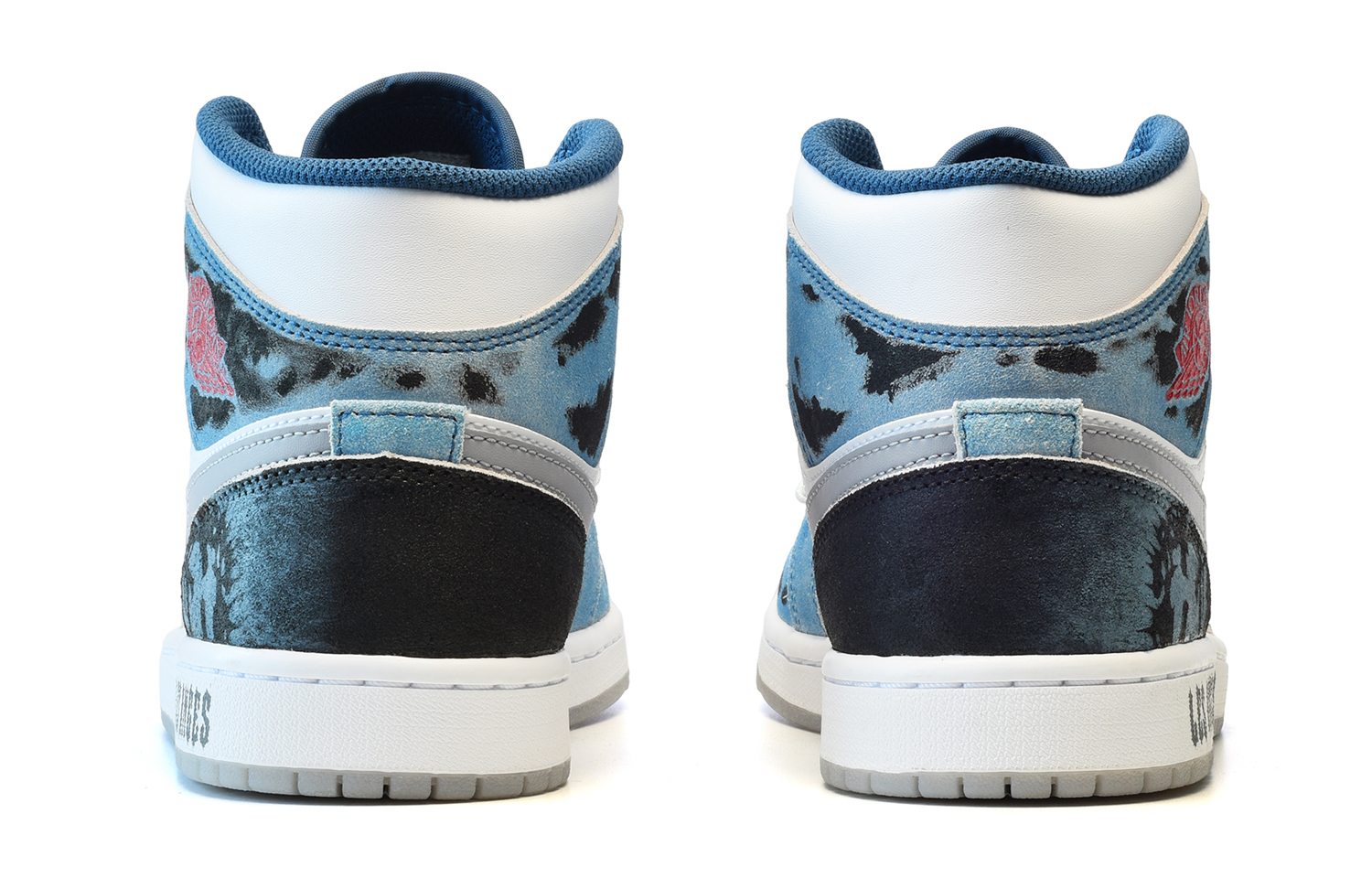 Shop 【客製球鞋】 Jordan Air Jordan 1 Mid 陰影 十字架 中筒 復古籃球鞋 GS 灰白藍