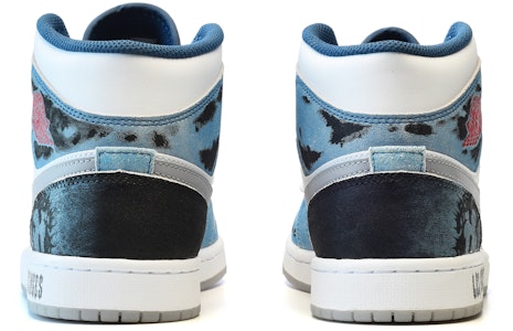 【客製球鞋】 Jordan Air Jordan 1 Mid 陰影 十字架 中筒 復古籃球鞋 GS 灰白藍 Shop 【客製球鞋】 Jordan Air Jordan 1 Mid 陰影 十字架 中筒 復古籃球鞋 GS 灰白藍