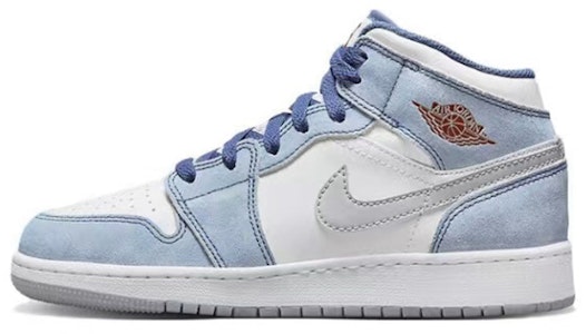 【客製球鞋】 Jordan Air Jordan 1 Mid 陰影 十字架 中筒 復古籃球鞋 GS 灰白藍 Sizing 【客製球鞋】 Jordan Air Jordan 1 Mid 陰影 十字架 中筒 復古籃球鞋 GS 灰白藍