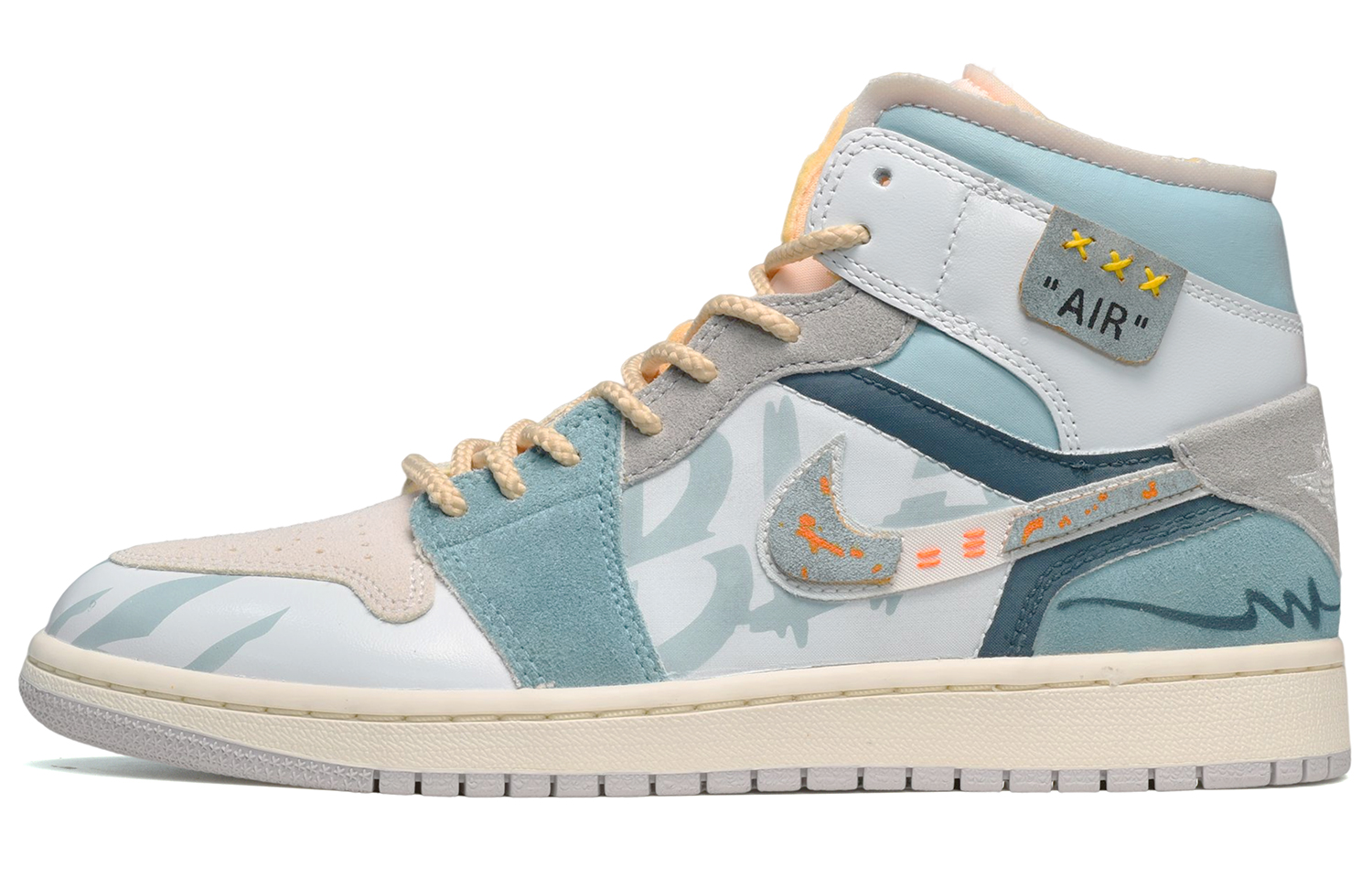 Buy [Sepatu Custom] Air Jordan 1 Mid 'Abu-abu Bayangan Biru' DM9652-100(TeamE-男款阴影灰蓝)