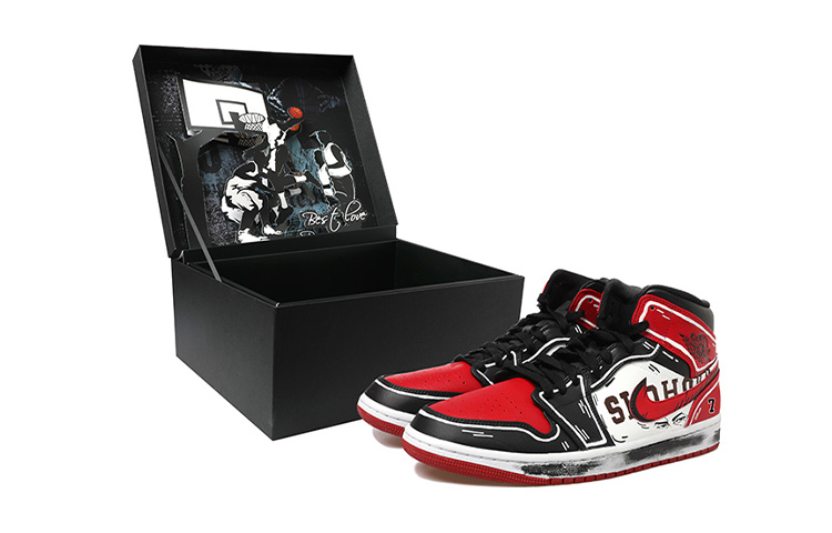 Buy 【定製球鞋】Jordan Air Jordan 1 Mid OKHR 熱血青春 灌籃高手 塗鴉 動漫二次元 7號 宮城良田 中幫 復古籃球鞋 GS 黑紅白