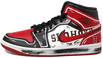 【定製球鞋】Jordan Air Jordan 1 Mid OKHR 熱血青春 灌籃高手 塗鴉 動漫二次元 7號 宮城良田 中幫 復古籃球鞋 GS 黑紅白 Order 【定製球鞋】Jordan Air Jordan 1 Mid OKHR 熱血青春 灌籃高手 塗鴉 動漫二次元 7號 宮城良田 中幫 復古籃球鞋 GS 黑紅白
