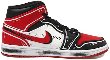 【定製球鞋】Jordan Air Jordan 1 Mid OKHR 熱血青春 灌籃高手 塗鴉 動漫二次元 7號 宮城良田 中幫 復古籃球鞋 GS 黑紅白 Lookbook 【定製球鞋】Jordan Air Jordan 1 Mid OKHR 熱血青春 灌籃高手 塗鴉 動漫二次元 7號 宮城良田 中幫 復古籃球鞋 GS 黑紅白