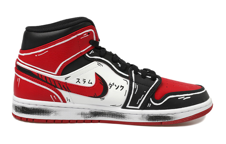 Lookbook [Sepatu Custom] Air Jordan 1 Mid 'Slam Dunk - Ryukawa Kayo Graffiti' 554725-074(Team拾玖-流川枫女S-BOX)