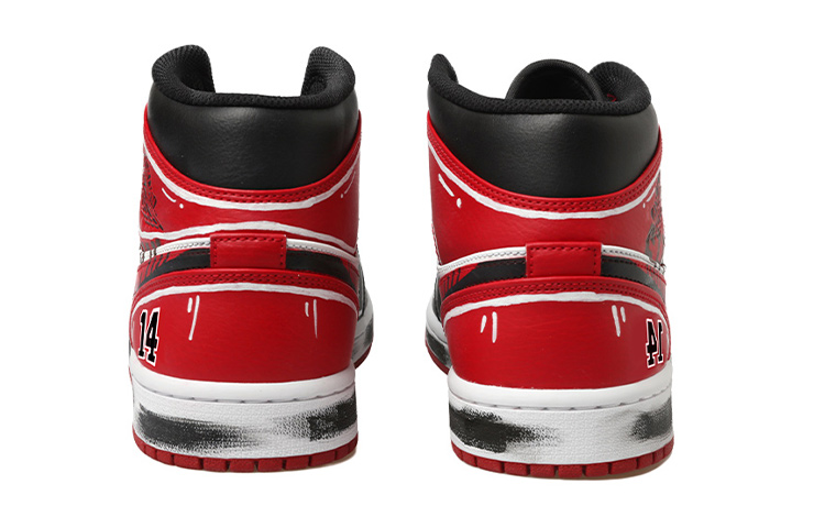 Purchase 【定制球鞋】Jordan Air Jordan 1 Mid 熱血青春系列 灌籃高手 塗鴉 動漫二次元 14號 三井壽 中幫 復古籃球鞋 GS 黑紅白