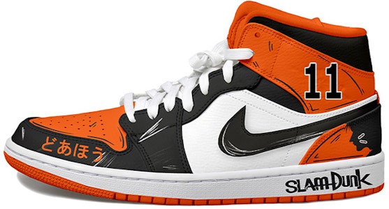【訂製球鞋】Jordan Air Jordan 1 Mid 熱血青春系列 灌籃高手 塗鴉 動漫二次元 11號 流川楓 中幫 復古籃球鞋 GS 橙白黑 Buy 【訂製球鞋】Jordan Air Jordan 1 Mid 熱血青春系列 灌籃高手 塗鴉 動漫二次元 11號 流川楓 中幫 復古籃球鞋 GS 橙白黑