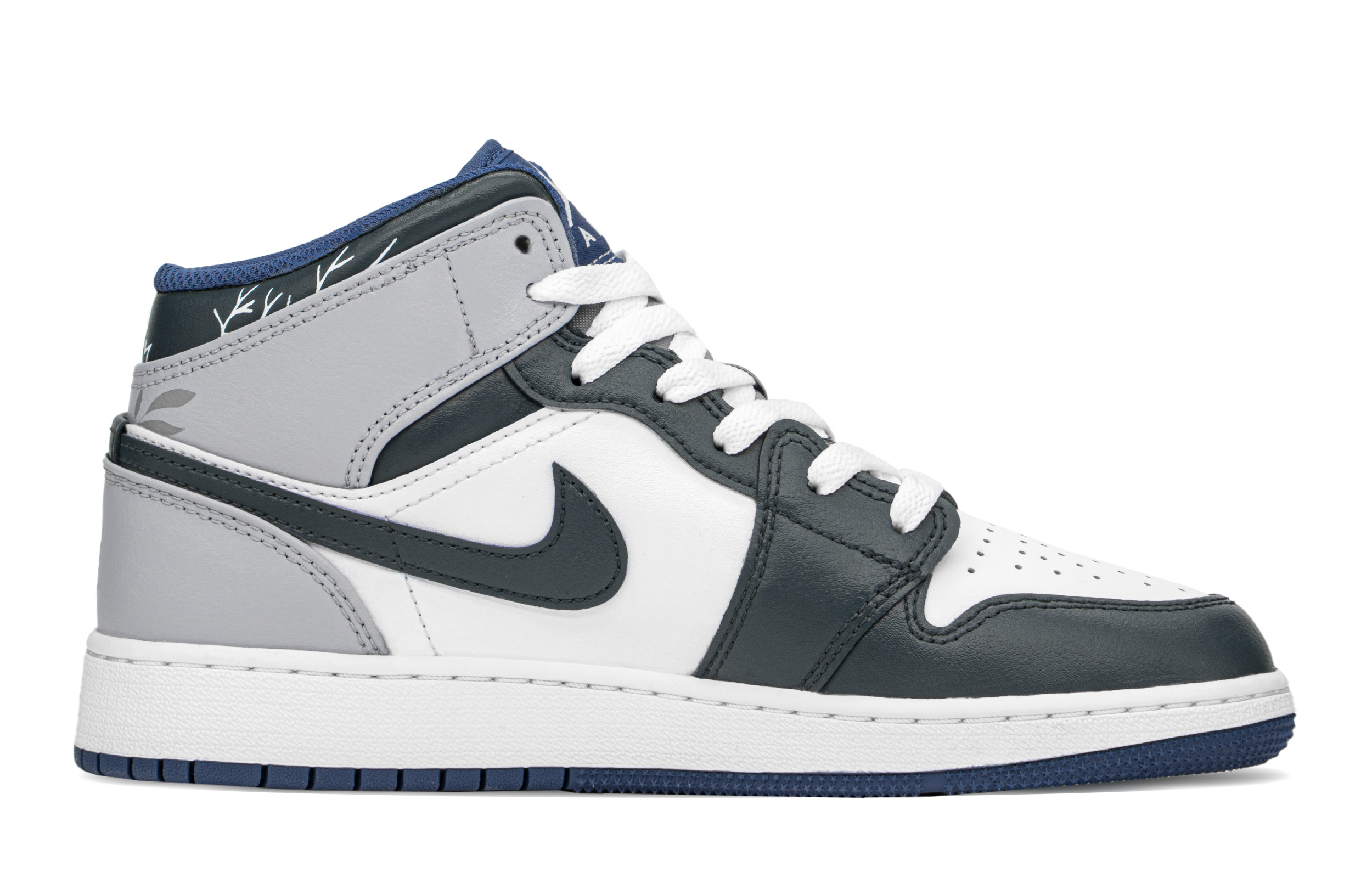 Order [Zapatillas Personalizadas] Air Jordan 1 Mid 'Azul Gris Pizarra y Blanco' DQ8423-014(TeamA-爱情物语)