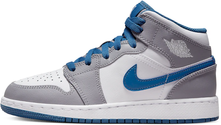 【訂製球鞋】Jordan Air Jordan 1 休閒百搭通風 防滑耐磨 中筒 復古籃球鞋 GS 黛藍灰白 Sizing 【訂製球鞋】Jordan Air Jordan 1 休閒百搭通風 防滑耐磨 中筒 復古籃球鞋 GS 黛藍灰白