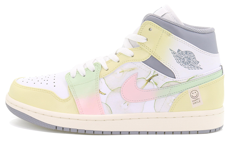 Buy カスタムAJ1ミッド「笑顔の梨汁」(カスタム エアジョーダン1 ミッド「えがおのなしじる」) 554724-135(Team10-微笑牌鲜榨梨汁）