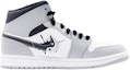 Order 【訂製球鞋】Jordan Air Jordan 1 Mid 煙霧灰 墨太極 中幫 復古籃球鞋 男款 噴繪 水墨畫 灰白黑