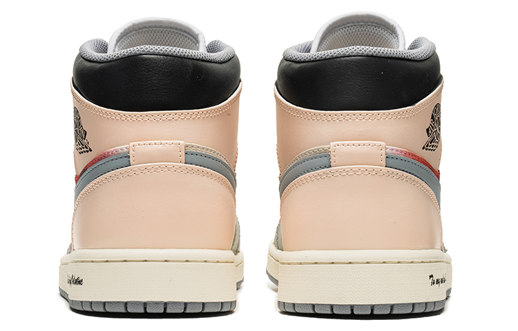 Purchase [Sepatu Custom] Air Jordan 1 Mid 'Abu Salju Cinta Vintage' 554724-135(TeamB-情人节男款雪灰Q-BOX)