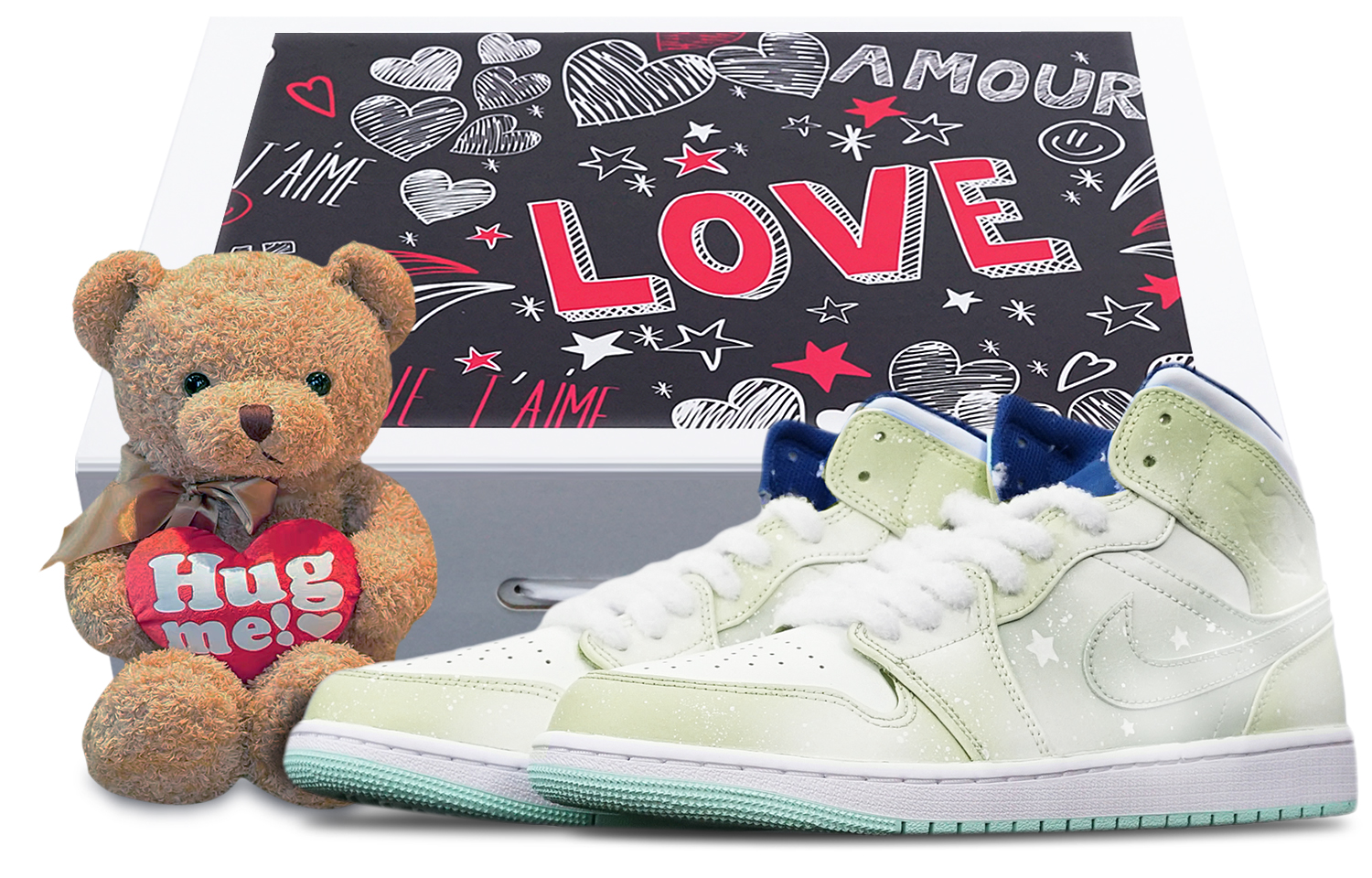 Buy [定制鞋] Air Jordan 1 Mid '雪花圣诞马卡龙抹茶' 554724-413(TeamT-马卡龙抹茶融雪S-BOX)