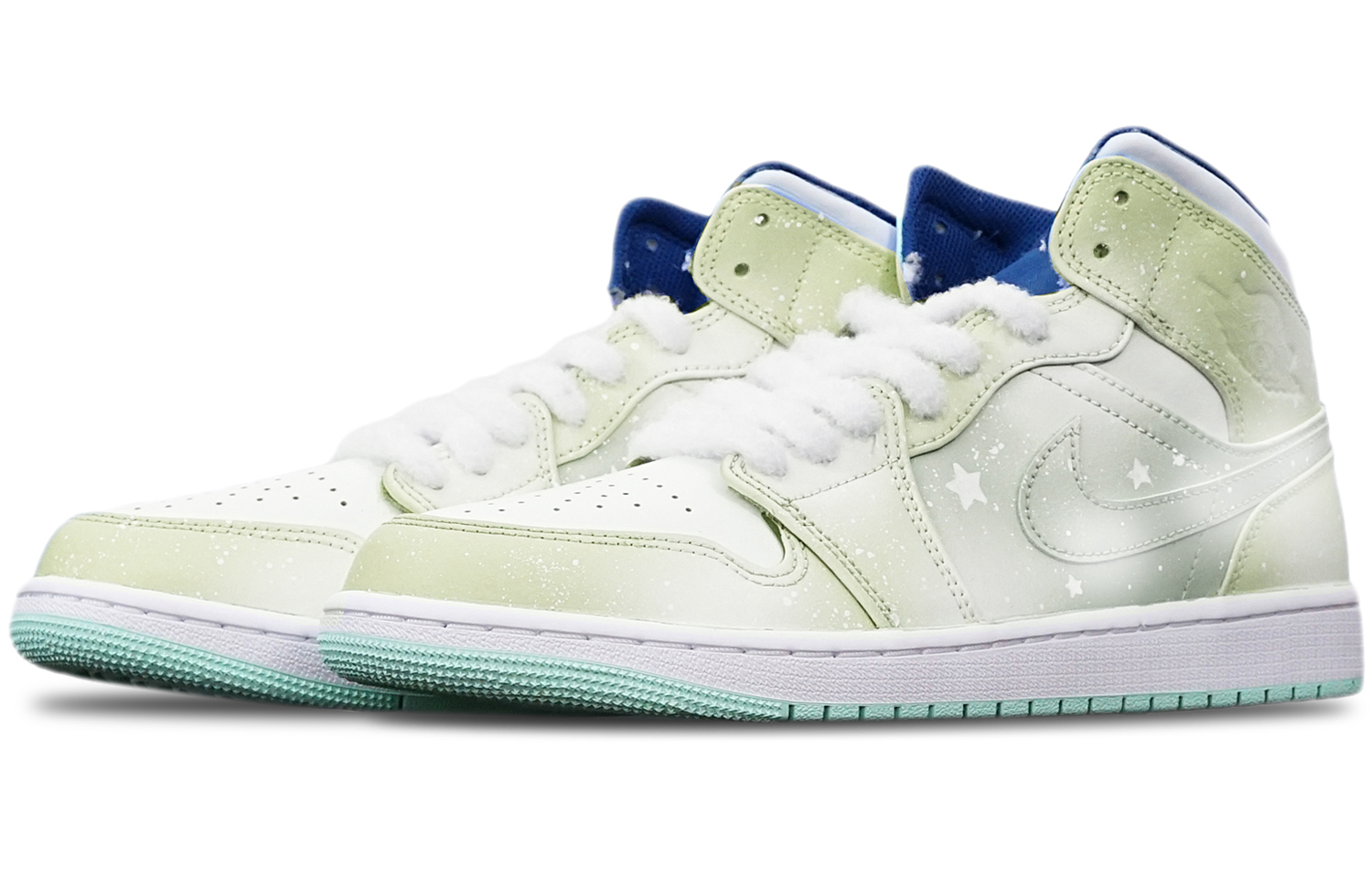 Order [定制鞋] Air Jordan 1 Mid '雪花圣诞马卡龙抹茶' 554724-413(TeamT-马卡龙抹茶融雪S-BOX)