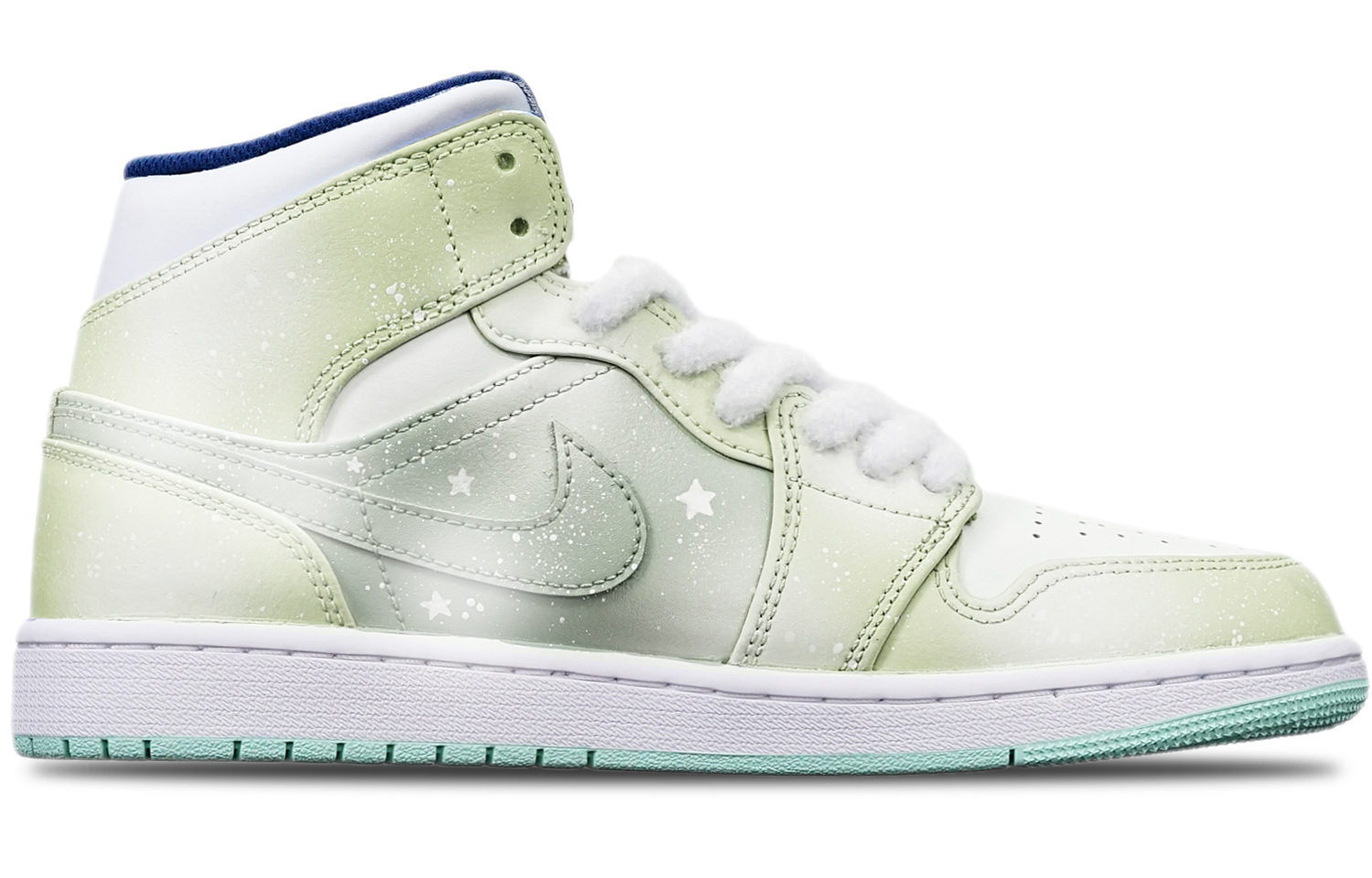 Lookbook [定制鞋] Air Jordan 1 Mid '雪花圣诞马卡龙抹茶' 554724-413(TeamT-马卡龙抹茶融雪S-BOX)