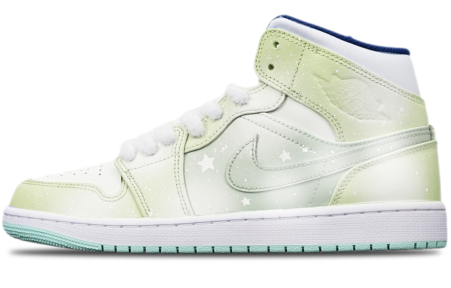 Shop [定制鞋] Air Jordan 1 Mid '雪花圣诞马卡龙抹茶' 554724-413(TeamT-马卡龙抹茶融雪S-BOX)
