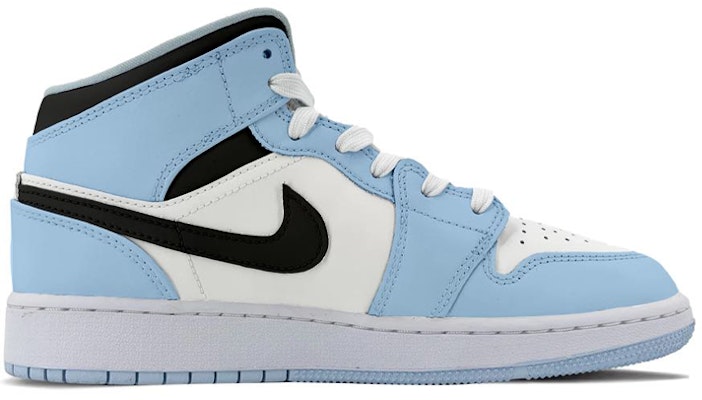 【定製球鞋】Jordan Air Jordan 1 Mid 雪花刺繡貼 中幫 復古籃球鞋 GS 白藍黑 Order 【定製球鞋】Jordan Air Jordan 1 Mid 雪花刺繡貼 中幫 復古籃球鞋 GS 白藍黑