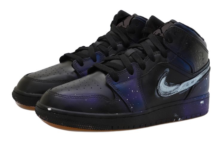 Lookbook [Kasut Kustom] Air Jordan 1 Mid 'Speckled Galaxy Vintage' DZ5329-001(Team拾玖-中帮星空男S-BOX）