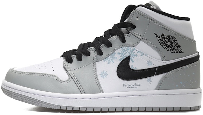 【定制球鞋】Jordan Air Jordan 1 Mid 雪花圖案 氛圍感 潑墨雪景 中幫 復古籃球鞋 男款 灰白 Buy 【定制球鞋】Jordan Air Jordan 1 Mid 雪花圖案 氛圍感 潑墨雪景 中幫 復古籃球鞋 男款 灰白