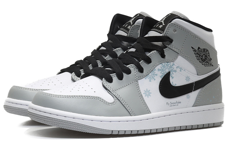 Lookbook [定制鞋] Air Jordan 1 Mid '斑点雪花' 554724-092(Team10-冰雪奇缘男烟灰QD)