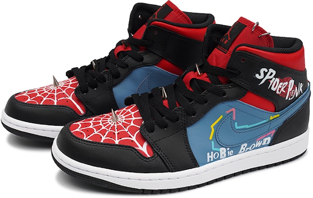 【訂製球鞋】 Jordan Air Jordan 1 Mid 莓刻 朋客蜘蛛 蜘蛛俠搖滾 中筒 復古籃球鞋 男款 黑紅藍 Lookbook 【訂製球鞋】 Jordan Air Jordan 1 Mid 莓刻 朋客蜘蛛 蜘蛛俠搖滾 中筒 復古籃球鞋 男款 黑紅藍
