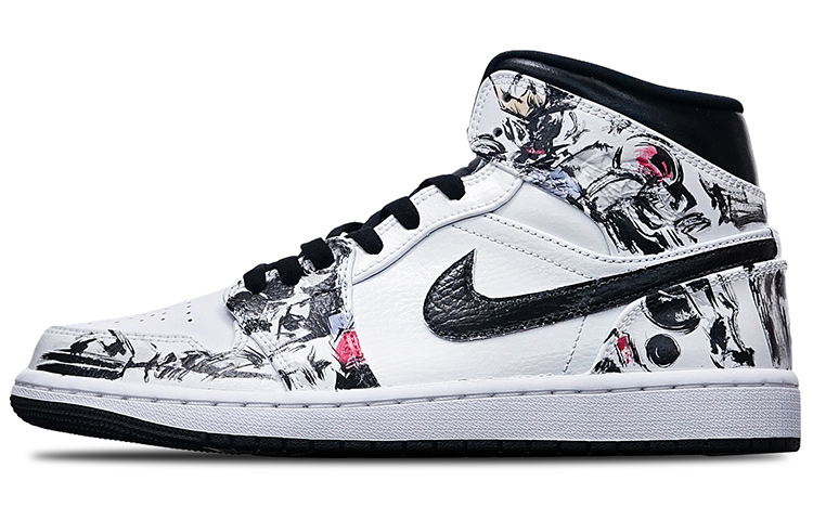 [Custom Shoes] Air Jordan 1 Mid 'Splatter Cyberpunk Black Red Blue'