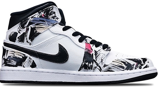 【定製球鞋】 Jordan Air Jordan 1 Mid 潑墨 機能風 電玩 賽博朋克 中幫 復古籃球鞋 男款 黑紅藍 Order 【定製球鞋】 Jordan Air Jordan 1 Mid 潑墨 機能風 電玩 賽博朋克 中幫 復古籃球鞋 男款 黑紅藍