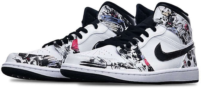 【定製球鞋】 Jordan Air Jordan 1 Mid 潑墨 機能風 電玩 賽博朋克 中幫 復古籃球鞋 男款 黑紅藍 Lookbook 【定製球鞋】 Jordan Air Jordan 1 Mid 潑墨 機能風 電玩 賽博朋克 中幫 復古籃球鞋 男款 黑紅藍