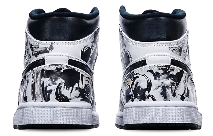 Shop 【定製球鞋】 Jordan Air Jordan 1 Mid 潑墨 機能風 電玩 賽博朋克 中幫 復古籃球鞋 男款 黑紅藍