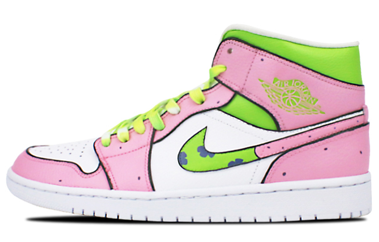 Buy 【定制球鞋】Jordan Air Jordan 1 Mid 是在玩鞋 手繪 噴繪 卡通動畫 海綿寶寶 派大星 章魚 中幫 籃球鞋 男款 粉綠