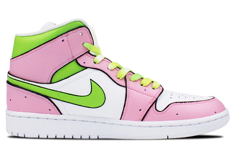 Order 【定制球鞋】Jordan Air Jordan 1 Mid 是在玩鞋 手繪 噴繪 卡通動畫 海綿寶寶 派大星 章魚 中幫 籃球鞋 男款 粉綠