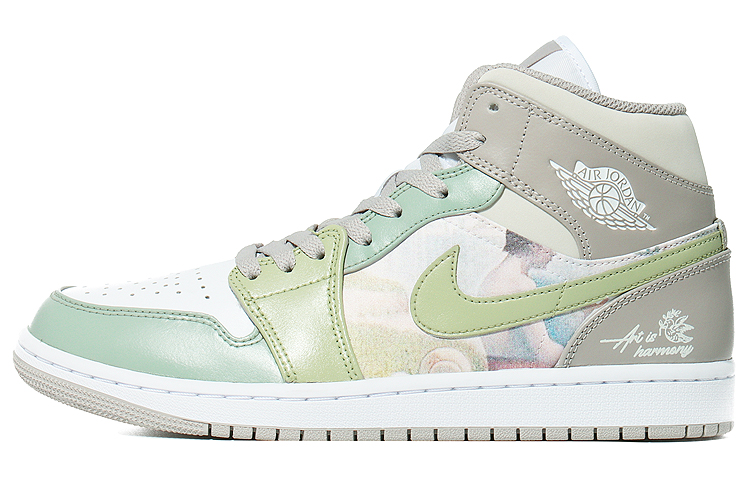 Buy [Zapatos Personalizados] Air Jordan 1 Mid 'Pintura al Óleo Primaveral' 554724-082(Team10-春意油画)
