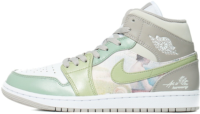 【訂做球鞋】Jordan Air Jordan 1 mid 春意油畫 復古藝術 麻布 奶油 中筒 復古籃球鞋 男款 淺骨 Buy 【訂做球鞋】Jordan Air Jordan 1 mid 春意油畫 復古藝術 麻布 奶油 中筒 復古籃球鞋 男款 淺骨