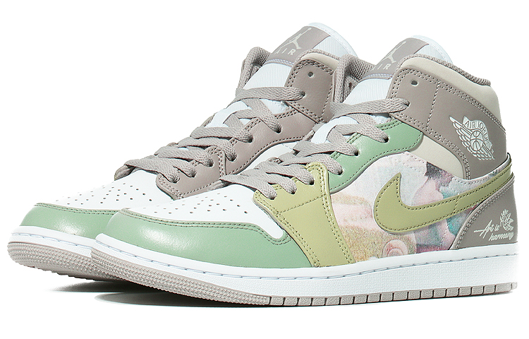 Lookbook [Zapatos Personalizados] Air Jordan 1 Mid 'Pintura al Óleo Primaveral' 554724-082(Team10-春意油画)