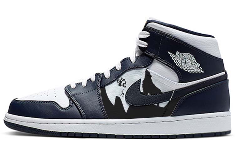 [Custom Shoes] Air Jordan 1 Mid 'Starry Night Blue - Wolf Mountain Totem'