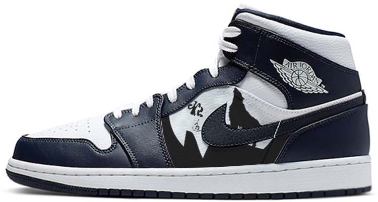 custom-shoes-air-jordan-1-mid-starry-night-blue-wolf-mountain-totem